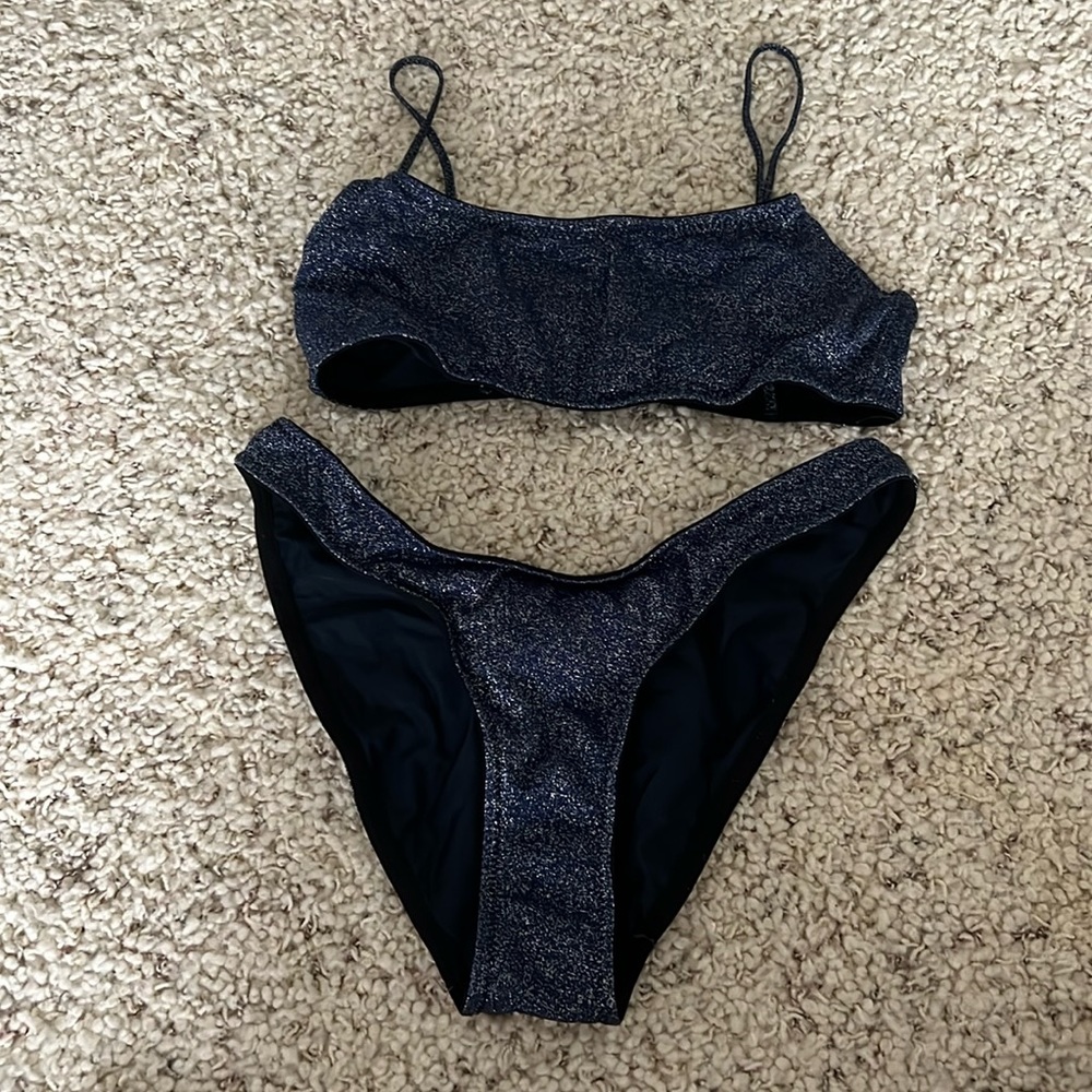 triangl dark blue sparkle bikini in size small